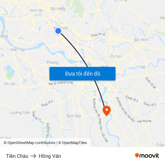 Tiền Châu to Hồng Vân map