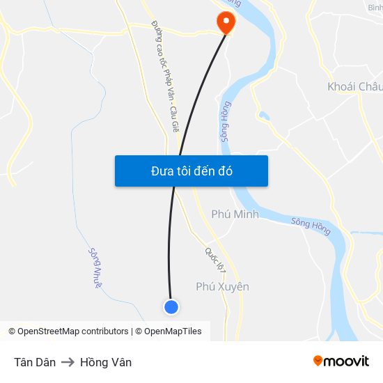 Tân Dân to Hồng Vân map