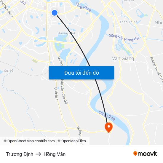 Trương Định to Hồng Vân map