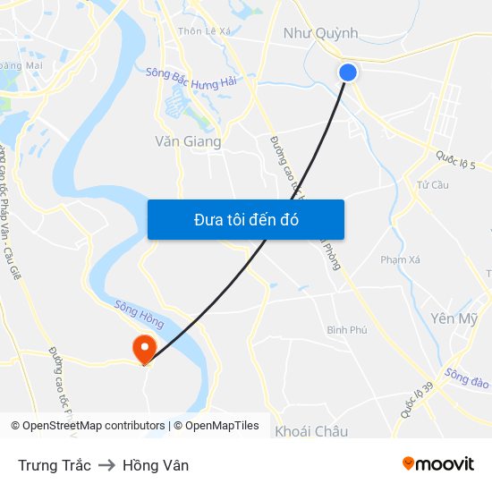 Trưng Trắc to Hồng Vân map