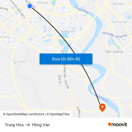 Trung Hòa to Hồng Vân map