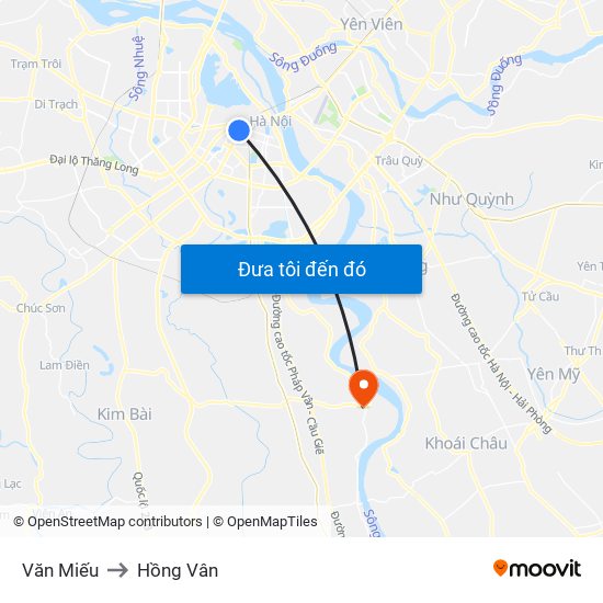 Văn Miếu to Hồng Vân map