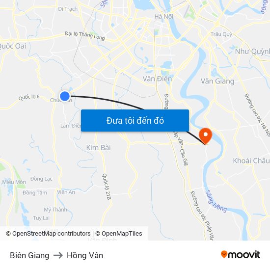 Biên Giang to Hồng Vân map