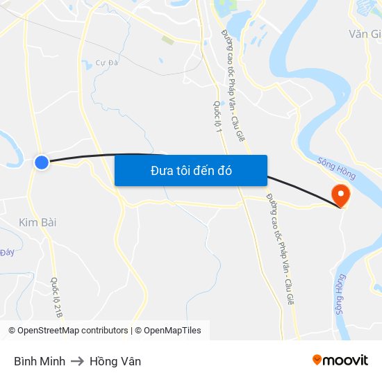 Bình Minh to Hồng Vân map