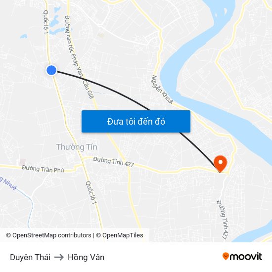 Duyên Thái to Hồng Vân map
