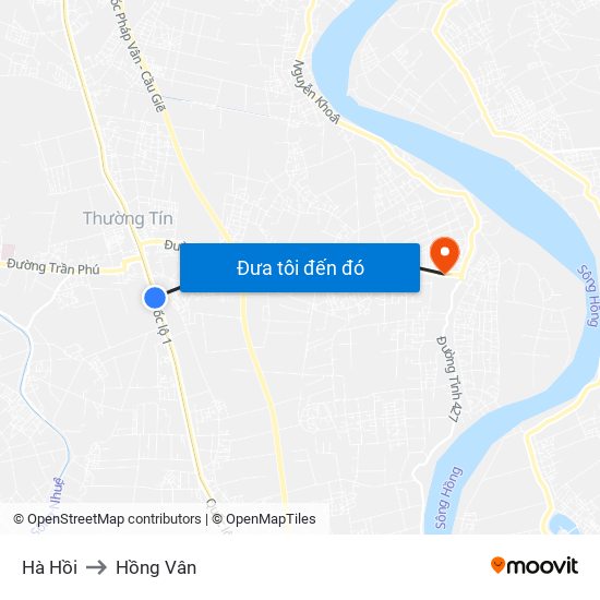 Hà Hồi to Hồng Vân map