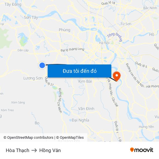 Hòa Thạch to Hồng Vân map