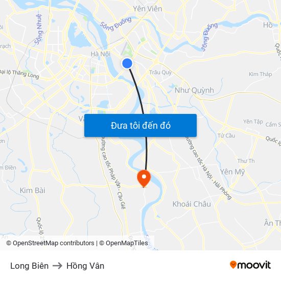 Long Biên to Hồng Vân map