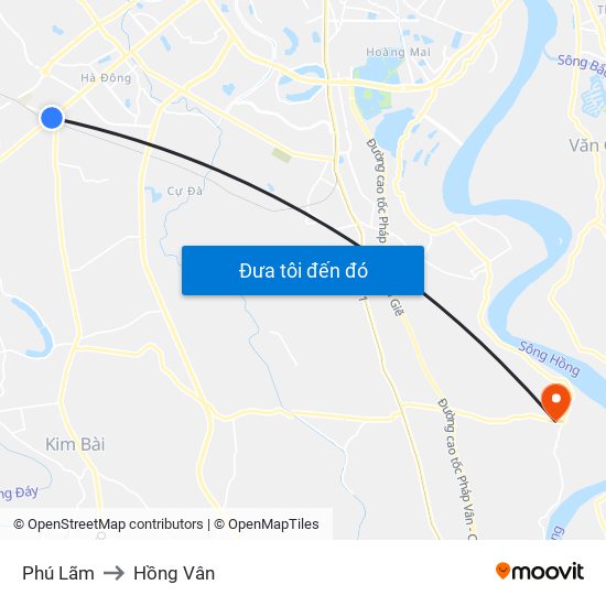 Phú Lãm to Hồng Vân map