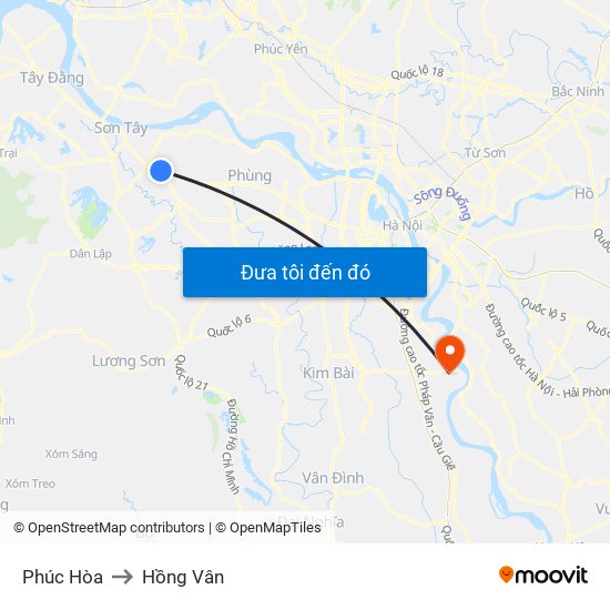 Phúc Hòa to Hồng Vân map