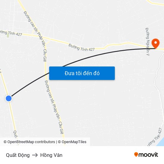 Quất Động to Hồng Vân map