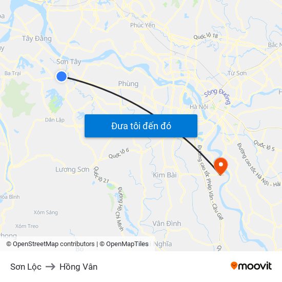 Sơn Lộc to Hồng Vân map