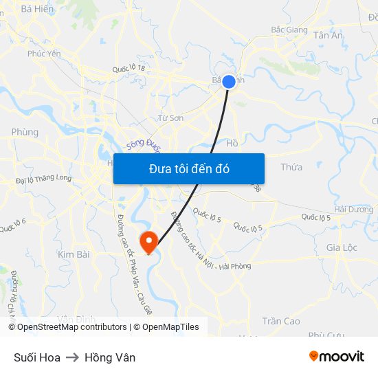 Suối Hoa to Hồng Vân map