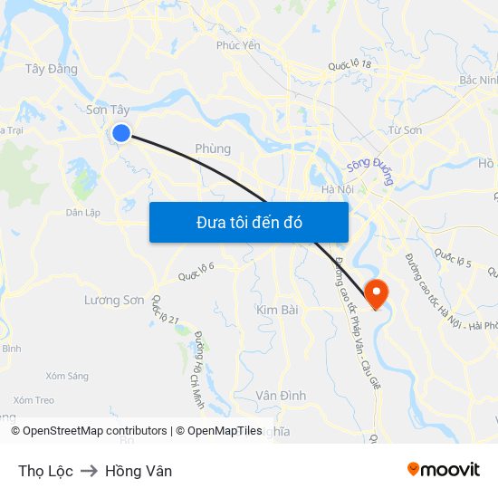Thọ Lộc to Hồng Vân map