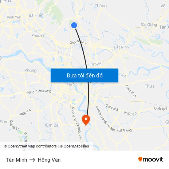 Tân Minh to Hồng Vân map