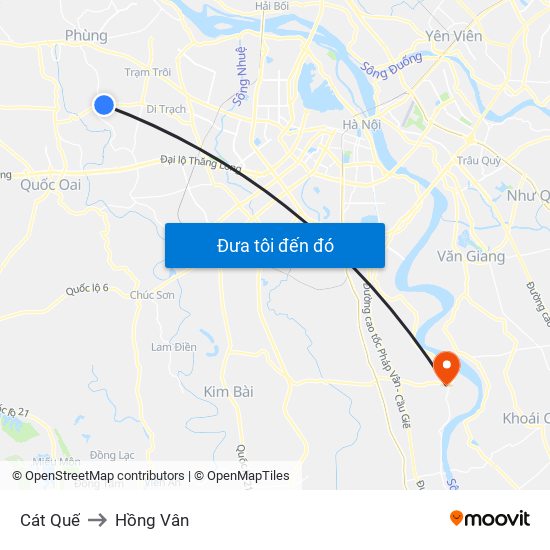 Cát Quế to Hồng Vân map