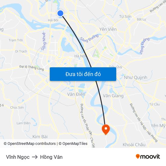 Vĩnh Ngọc to Hồng Vân map