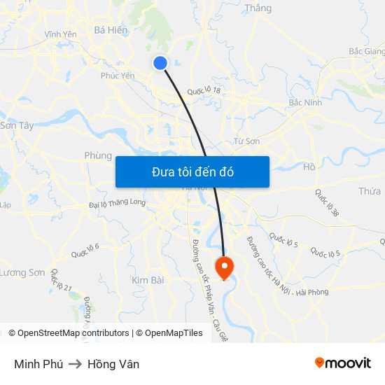 Minh Phú to Hồng Vân map