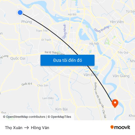 Thọ Xuân to Hồng Vân map