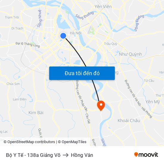 Bộ Y Tế - 138a Giảng Võ to Hồng Vân map