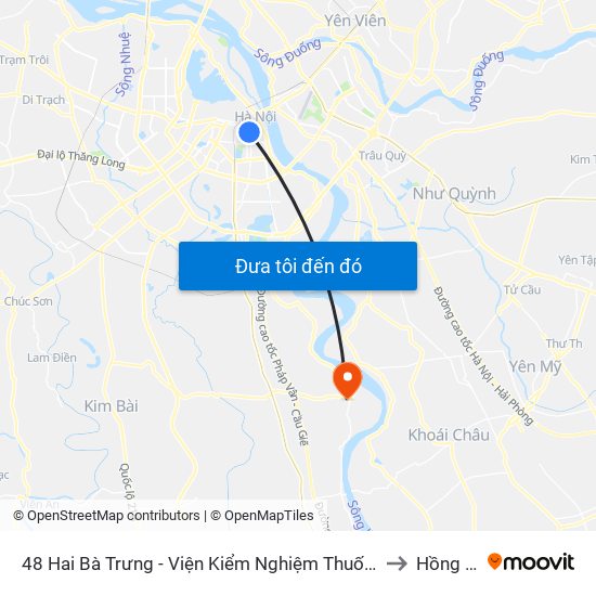 48 Hai Bà Trưng - Viện Kiểm Nghiệm Thuốc Trung Ương to Hồng Vân map