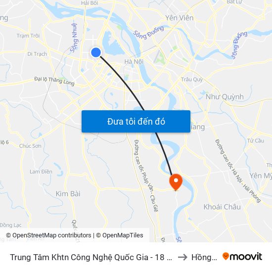 Trung Tâm Khtn Công Nghệ Quốc Gia - 18 Hoàng Quốc Việt to Hồng Vân map