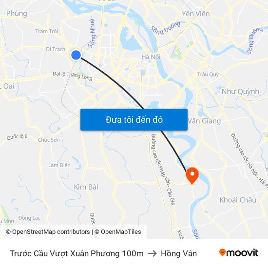 Trước Cầu Vượt Xuân Phương 100m to Hồng Vân map