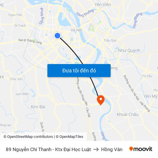 89 Nguyễn Chí Thanh - Ktx Đại Học Luật to Hồng Vân map