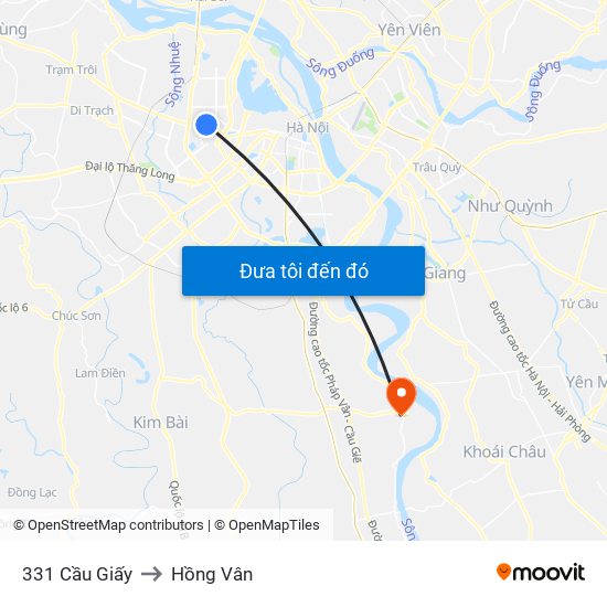 331 Cầu Giấy to Hồng Vân map