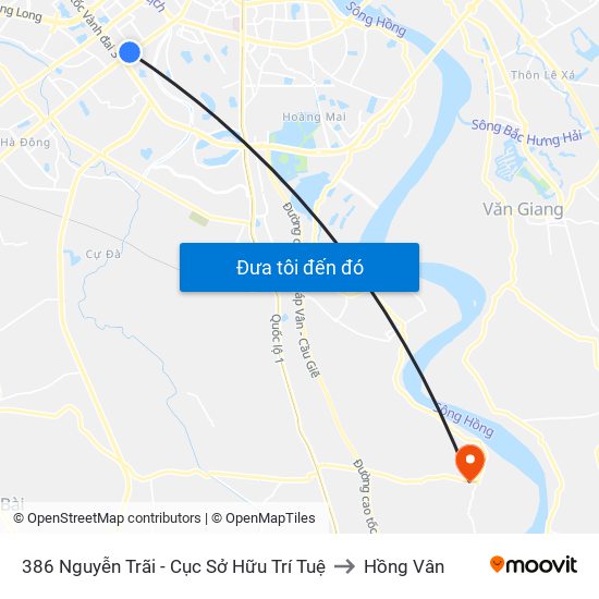 386 Nguyễn Trãi - Cục Sở Hữu Trí Tuệ to Hồng Vân map