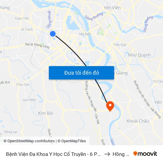 Bệnh Viện Đa Khoa Y Học Cổ Truyền - 6 Phạm Hùng to Hồng Vân map