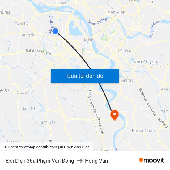 Đối Diện 36a Phạm Văn Đồng to Hồng Vân map