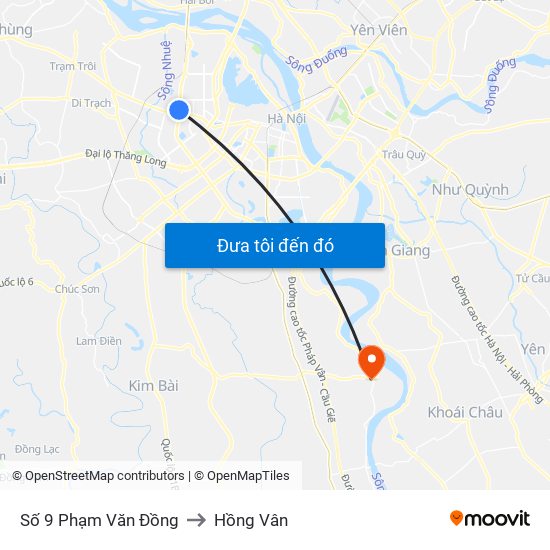 Số 9 Phạm Văn Đồng to Hồng Vân map