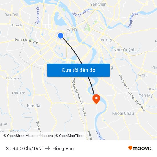 Số 94 Ô Chợ Dừa to Hồng Vân map