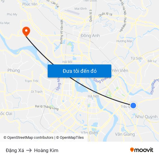 Đặng Xá to Hoàng Kim map