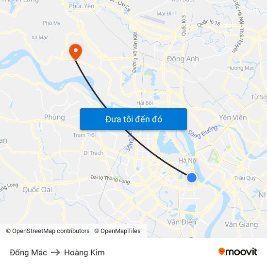 Đống Mác to Hoàng Kim map