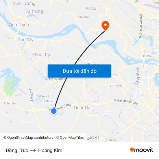 Đồng Trúc to Hoàng Kim map
