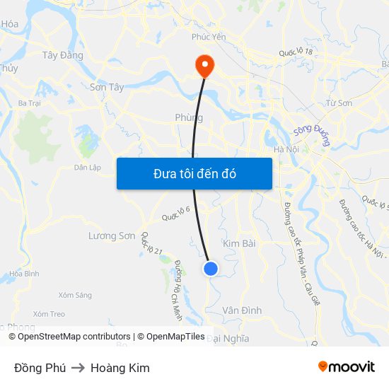 Đồng Phú to Hoàng Kim map