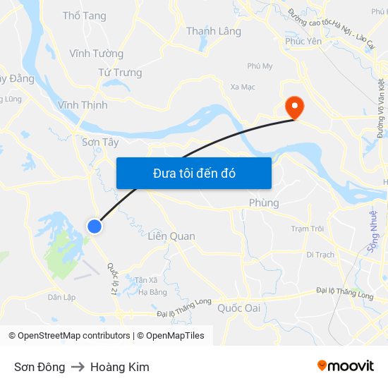 Sơn Đông to Hoàng Kim map