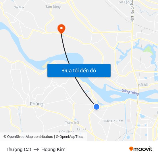 Thượng Cát to Hoàng Kim map