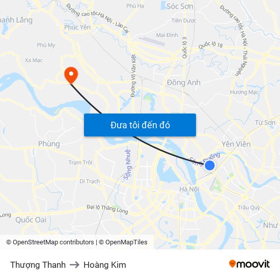 Thượng Thanh to Hoàng Kim map