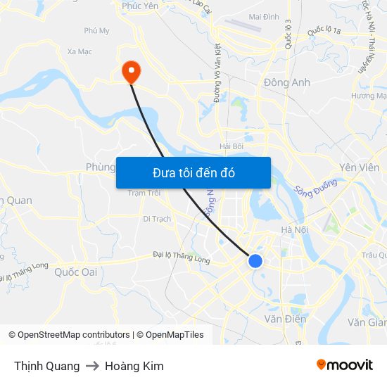 Thịnh Quang to Hoàng Kim map