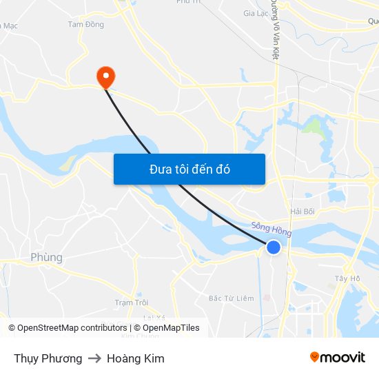 Thụy Phương to Hoàng Kim map