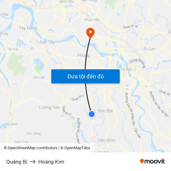 Quảng Bị to Hoàng Kim map