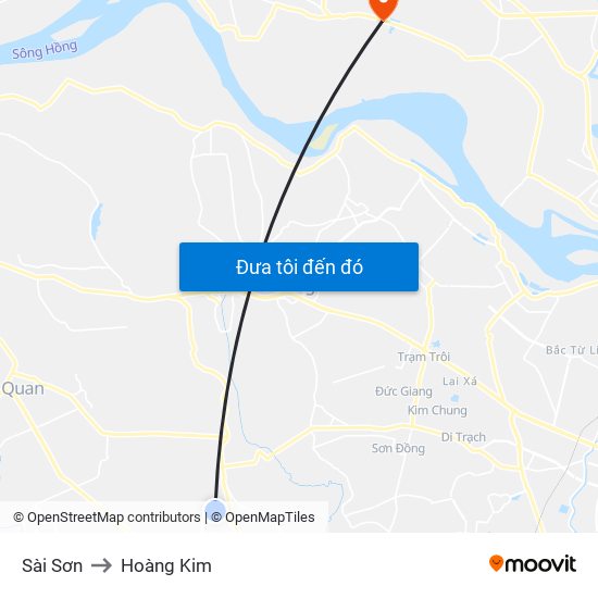 Sài Sơn to Hoàng Kim map