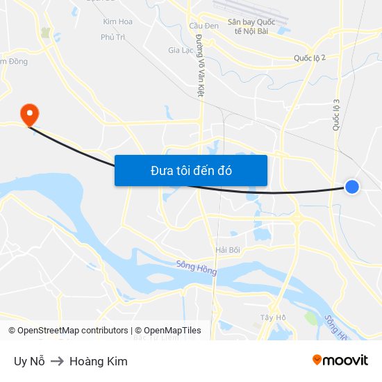 Uy Nỗ to Hoàng Kim map