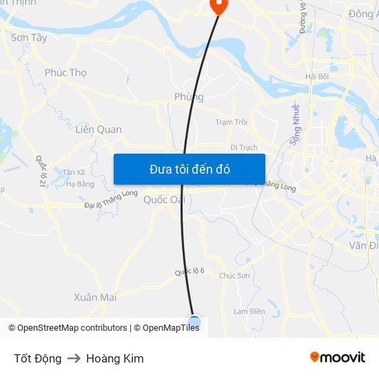 Tốt Động to Hoàng Kim map