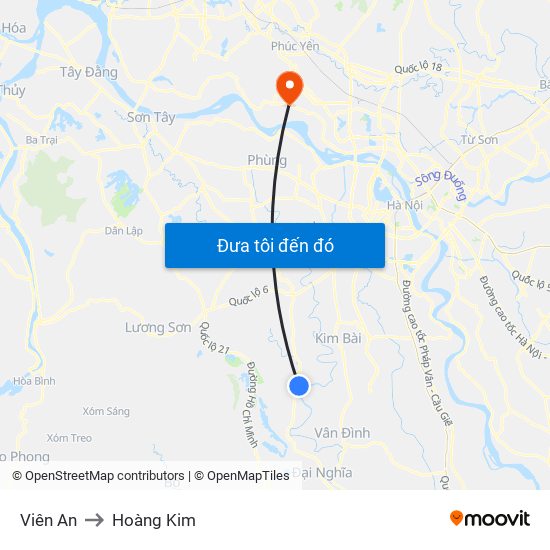 Viên An to Hoàng Kim map