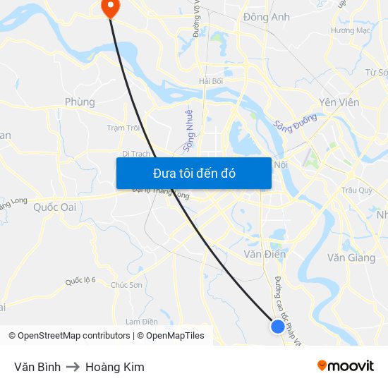 Văn Bình to Hoàng Kim map