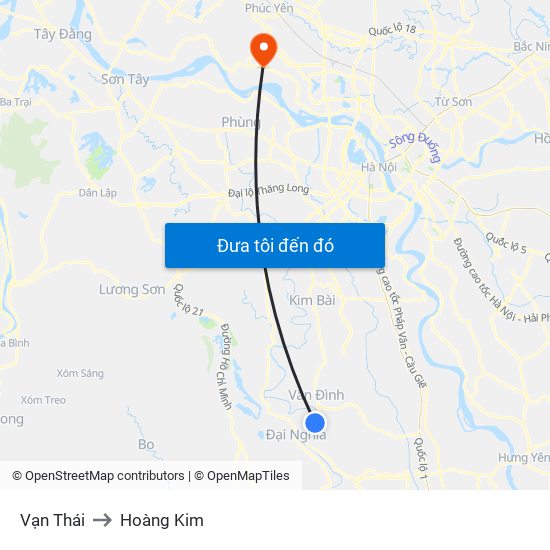 Vạn Thái to Hoàng Kim map